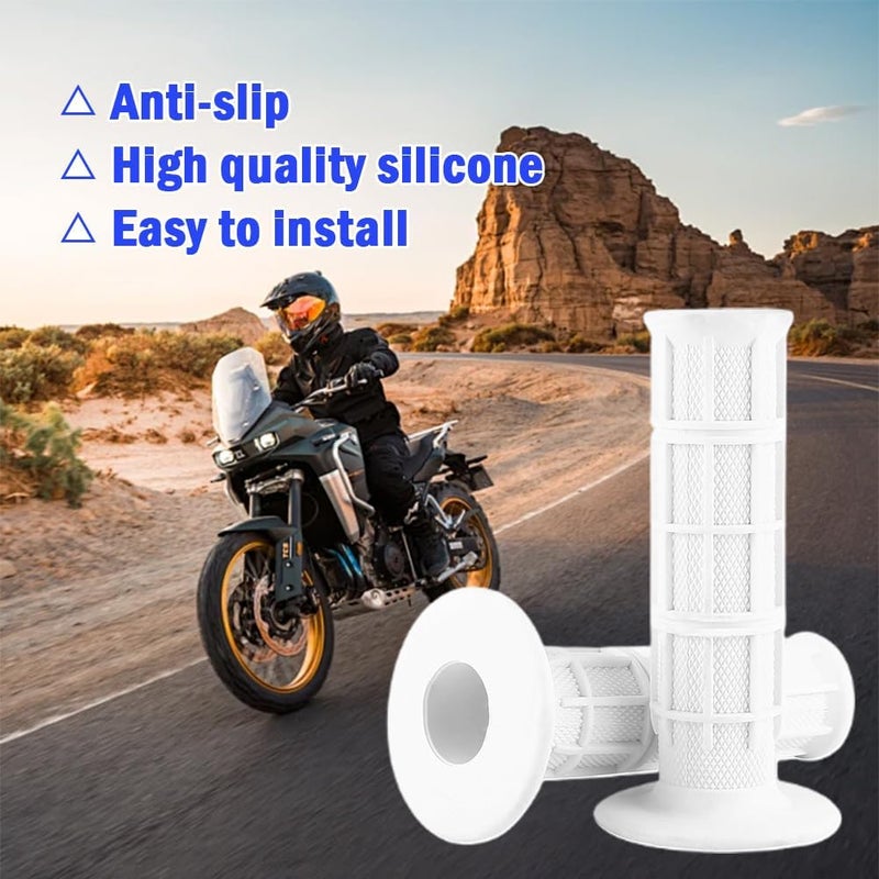 Klanata 1Pair White Grips, 22mm 7/8" Dirt Bike Grips Scooter Grips Handlebar Hand Grips for Motorcycle, Mini Bike, Dirt Bike, Pit Bike Handlebar Pro Taper Grips Dirtbike - Image 3